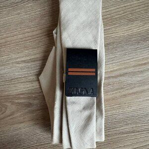 NWT Zegna Oasi Linen Tie Beige